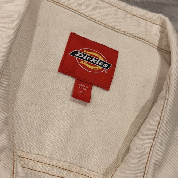 Dickies Cropped Raw Hem Denim Trucker Jacket Cream White Women’s XL Y2K Trendy - Picture 4 of 5
